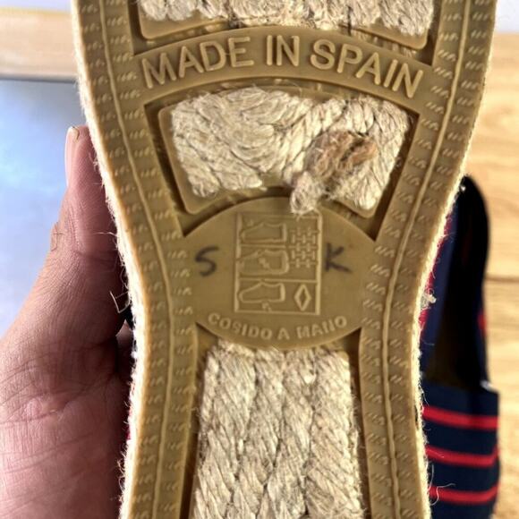 ALPARGATUS Shoes Flats Women's Size 40 10 Red Navy Blue Stripe Espadrilles - Picture 10 of 11